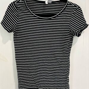 Black and White Striped Women's Top